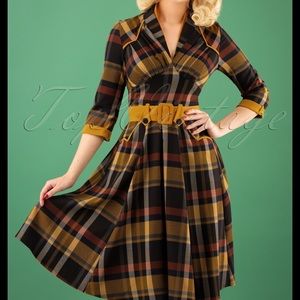 Miss Candyfloss Tatiana Dora Swing Dress Navy/Gold